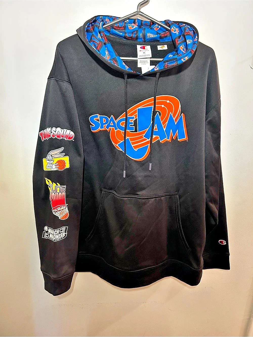 Champion Space Jam Graphic Hoodie Black Blue XL NWT